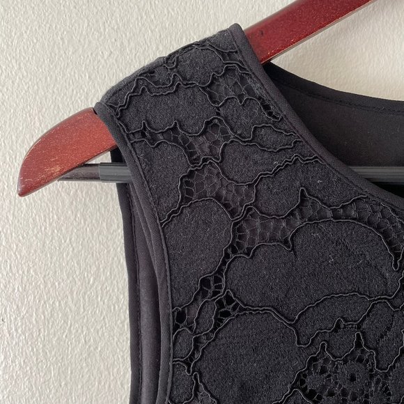 🔥 Karl Lagerfeld Paris | Black Floral Lace Overlay Sheath Cocktail Dress Sz 8 - Picture 4 of 8